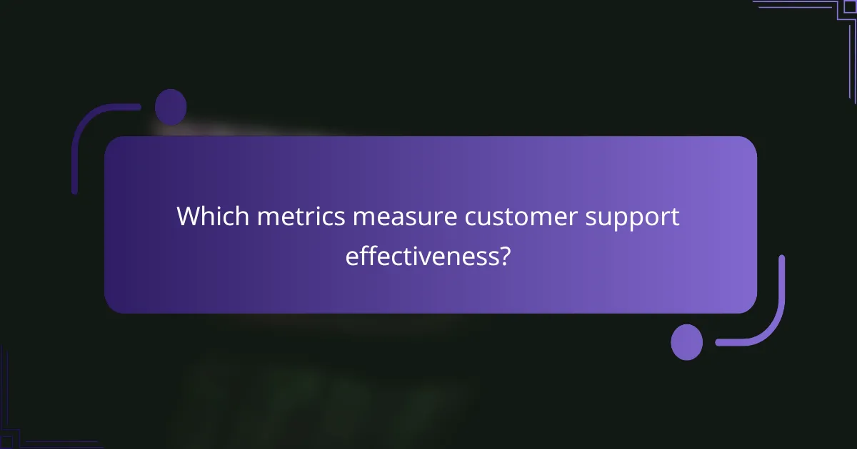 Which metrics measure customer support effectiveness?